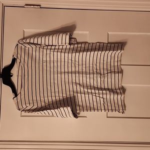 NWT. Christopher & Banks. White/black stripe short sleeve Top. XL